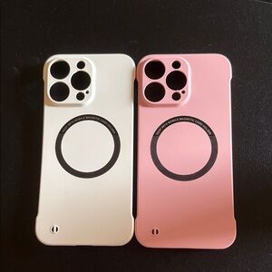 Pink and White Magnetic Phone Cases 14 PRO MAX